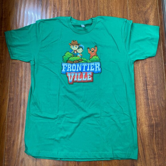 NEW RARE FrontierVille by Zynga T-shirt Green Sz XL - Picture 1 of 11